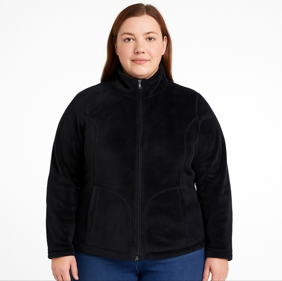 Lands’ End Black Fleece Full Zip Jacket XL 18-20 Women’s Warm Cozy Soft Plush - Picture 9 of 9